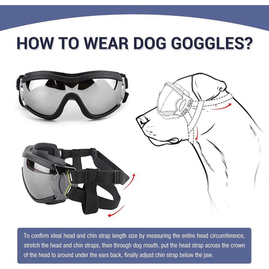 【並行輸入品】 Namsan 犬 サングラス 犬 ゴーグル 保護 風と紫外線 調節可能な伸縮性のある革ストラップ レンズシルバーの画像