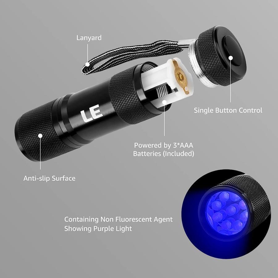 LE Small UV Flashlight  Portable Black Light with 9 LEDs  395nm  Ultraviolet Light Detector for Invi｜dep-good-choice｜07