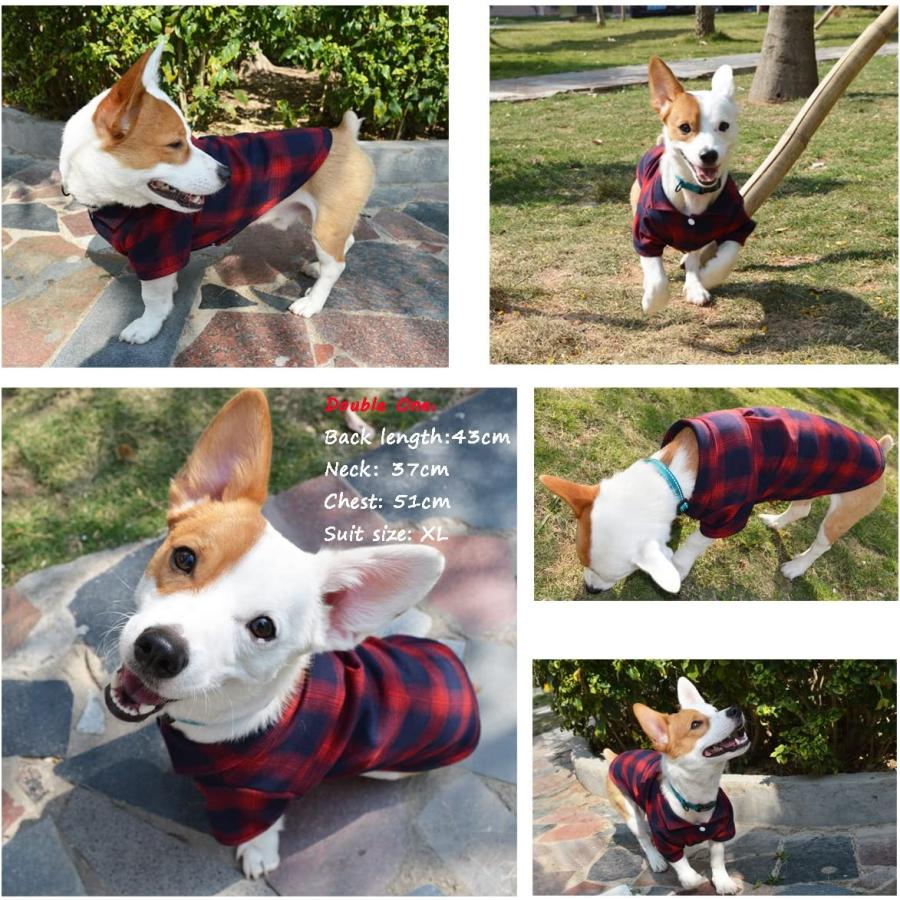 在庫台数限定 Koneseve Dog Shirt Pet Plaid Clothes Shirt T-Shirt Sweater Matching Breathable for Small Medium La