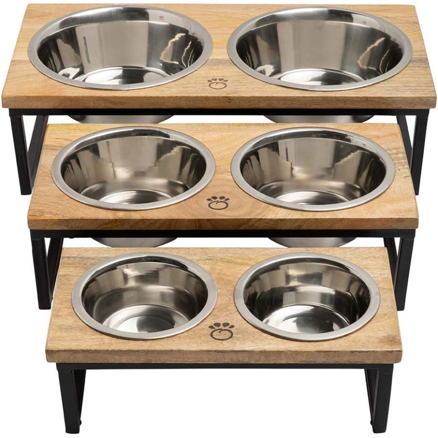 Brave Bark Wood & Metal Feeder - Premium Mango Wood Feeder with Metal Stand  2 Stainless Steel Bowls for Food or Water Included  Perfect for Dogs｜dep-good-choice｜03