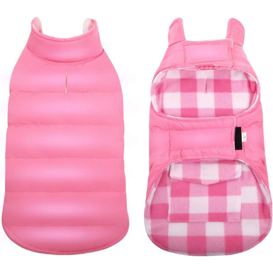【並行輸入品】 Dog Winter Coat ASENKU Dog Fleece Jacket Plaid Reversible Dog Vest_3