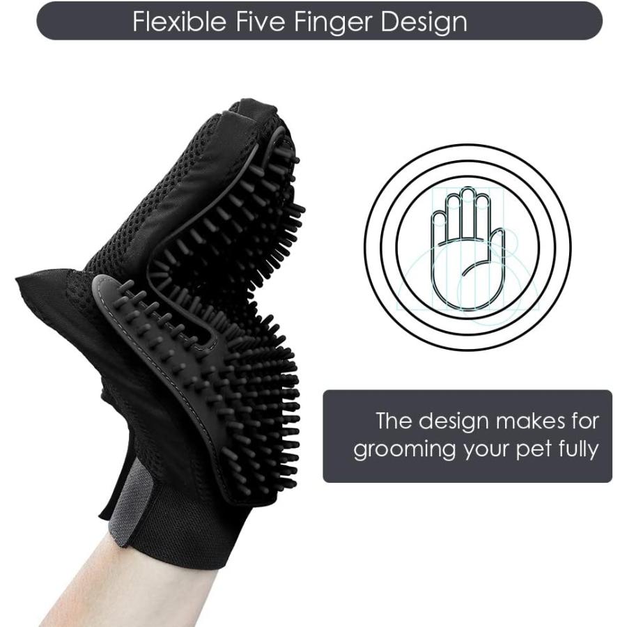 Upgrade Version Pet Grooming Glove - Gentle Deshedding Brush Glove - Efficient Pet Hair Remover Mitt - Enhanced Five Finger Design - Perfect for Do｜dep-good-choice｜05