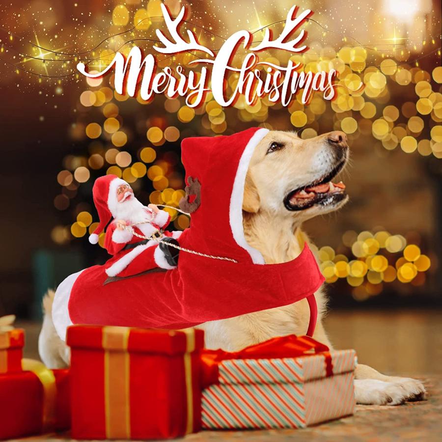 大砲候補 BWOGUE Santa Dog Costume Christmas Pet Clothes Santa Claus Riding Pet Cosplay Costumes Party Dressin