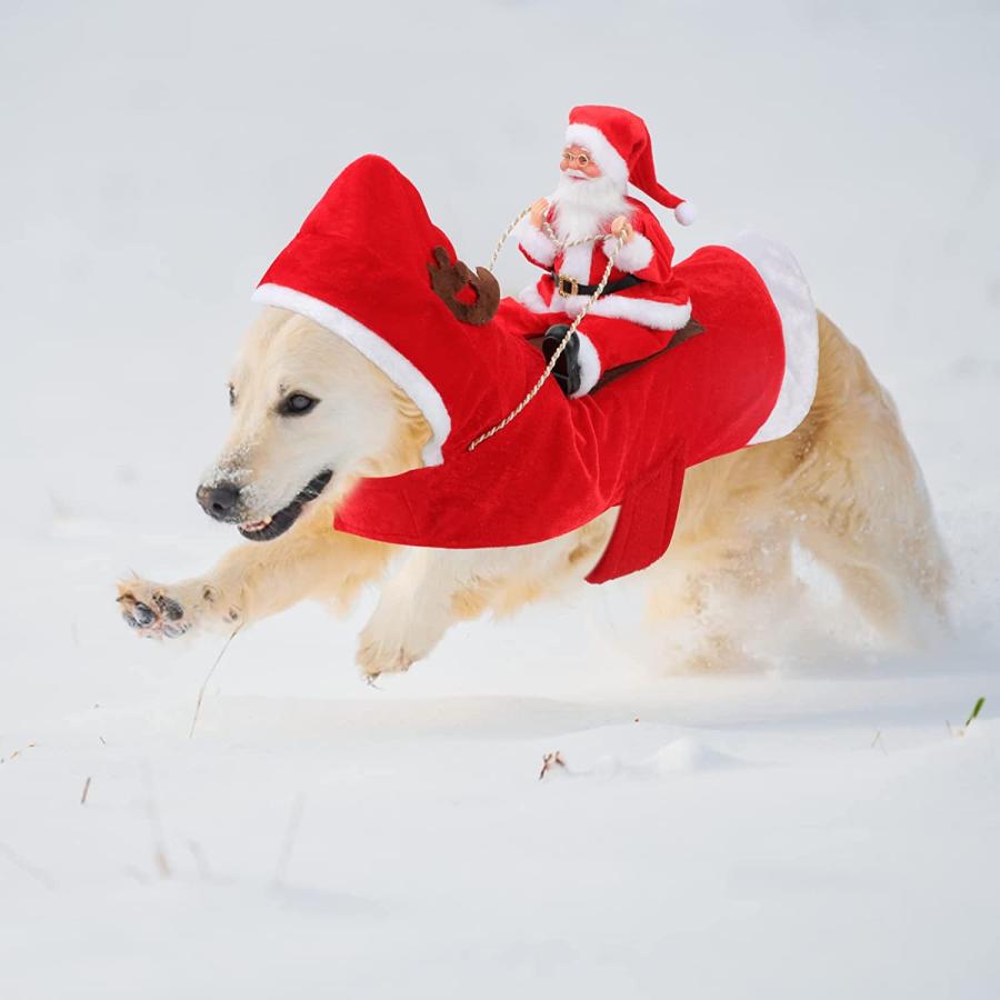 大砲候補 BWOGUE Santa Dog Costume Christmas Pet Clothes Santa Claus Riding Pet Cosplay Costumes Party Dressin