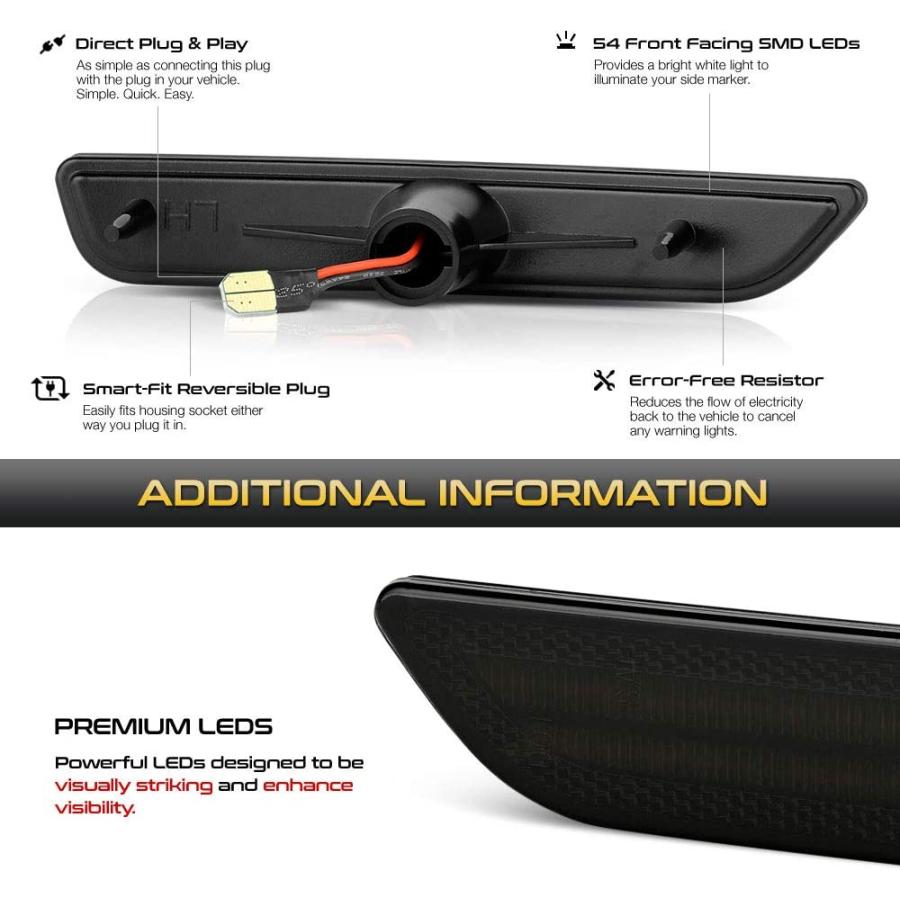 【並行輸入品】 VIPMOTOZ フルホワイトLEDスモークレンズ フロントサイドマーカーライト パーキングランプ 2010〜2014年フォードマスタ_4