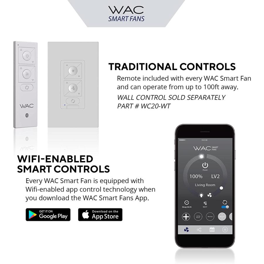 WAC Smart Fans Mocha Indoor and Outdoor 3Blade Ceiling Fan 54in Matte