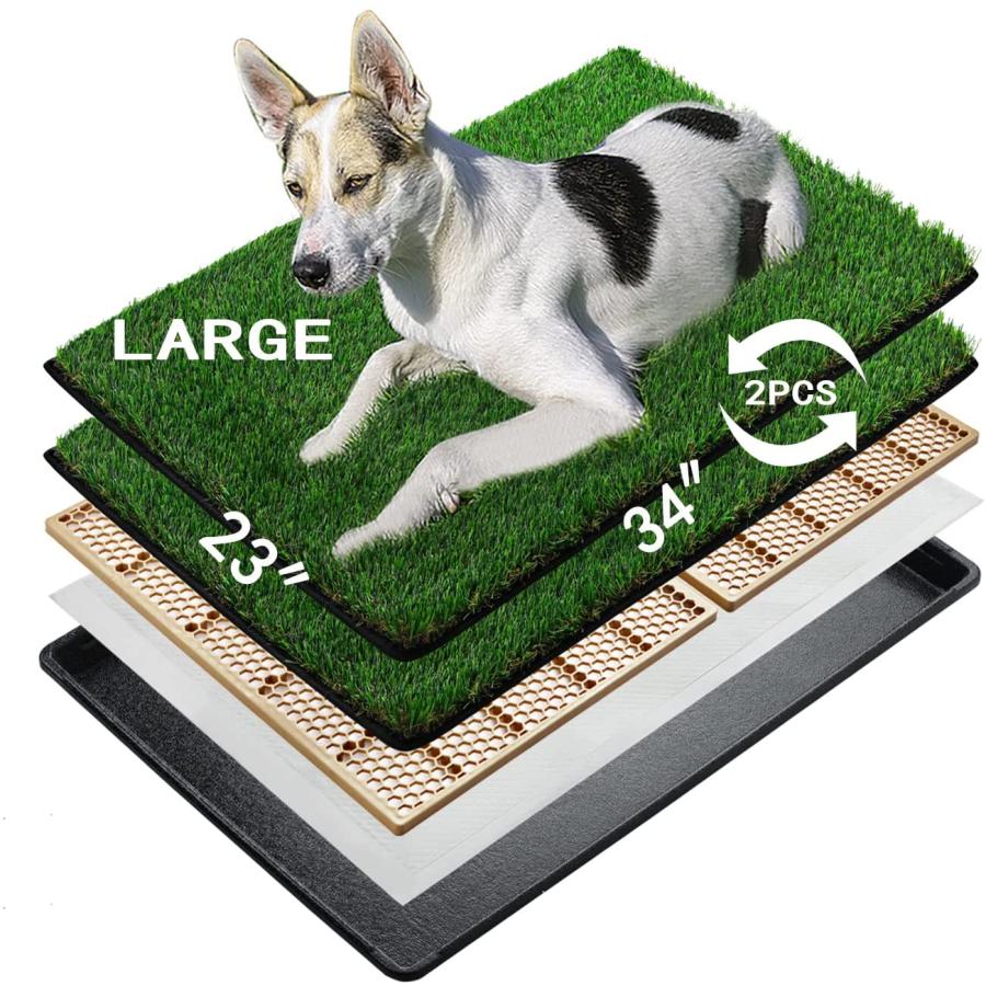 並行輸入品】 MEEXPAWS 大型犬用芝生トイレ トレイ付き 85×59cm | 犬用