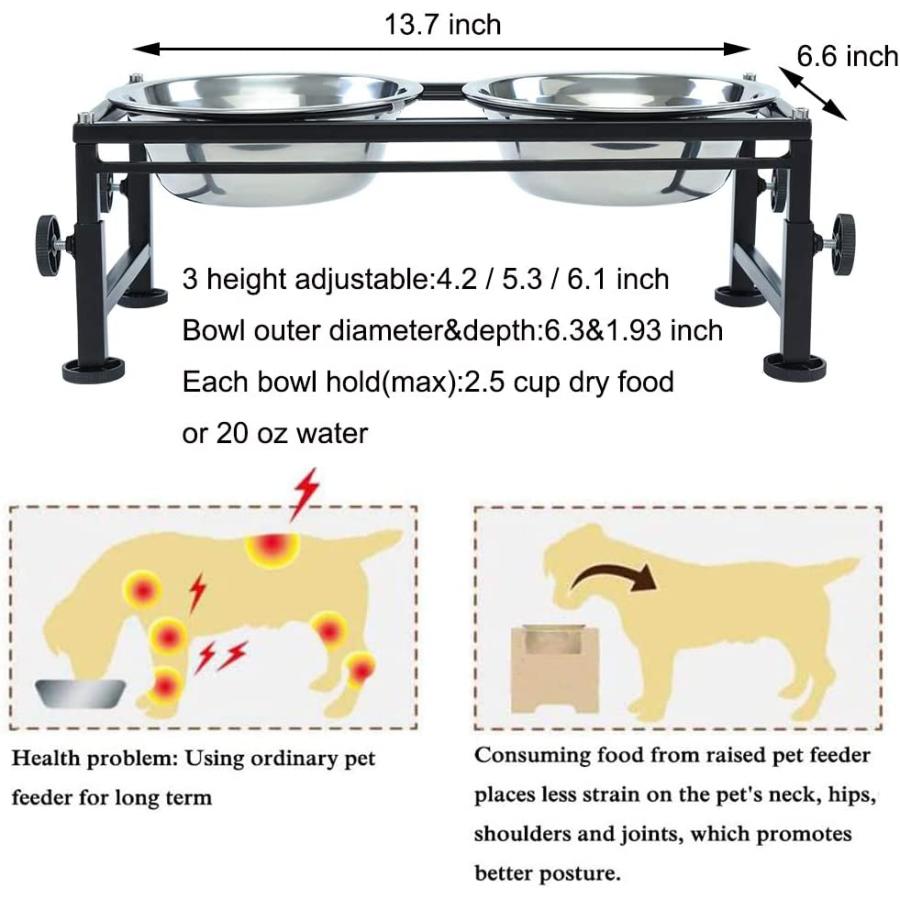 【並行輸入品】 FOREYY Adjustable Raised Pet Bowls for Dogs and Cats - Elevated Iroの画像