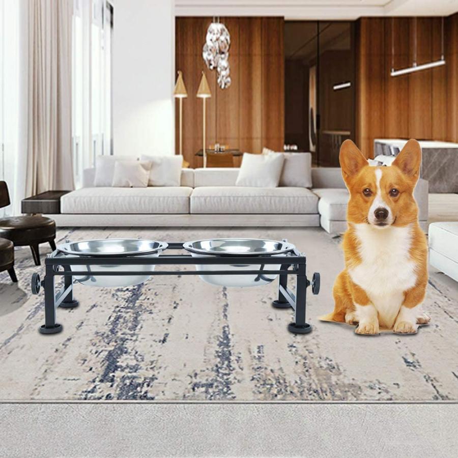 【並行輸入品】 FOREYY Adjustable Raised Pet Bowls for Dogs and Cats - Elevated Iroの画像