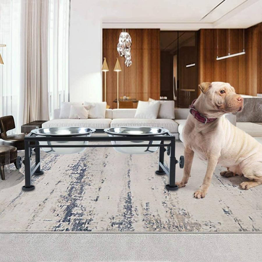 【並行輸入品】 FOREYY Adjustable Raised Pet Bowls for Dogs and Cats - Elevated Iro_5