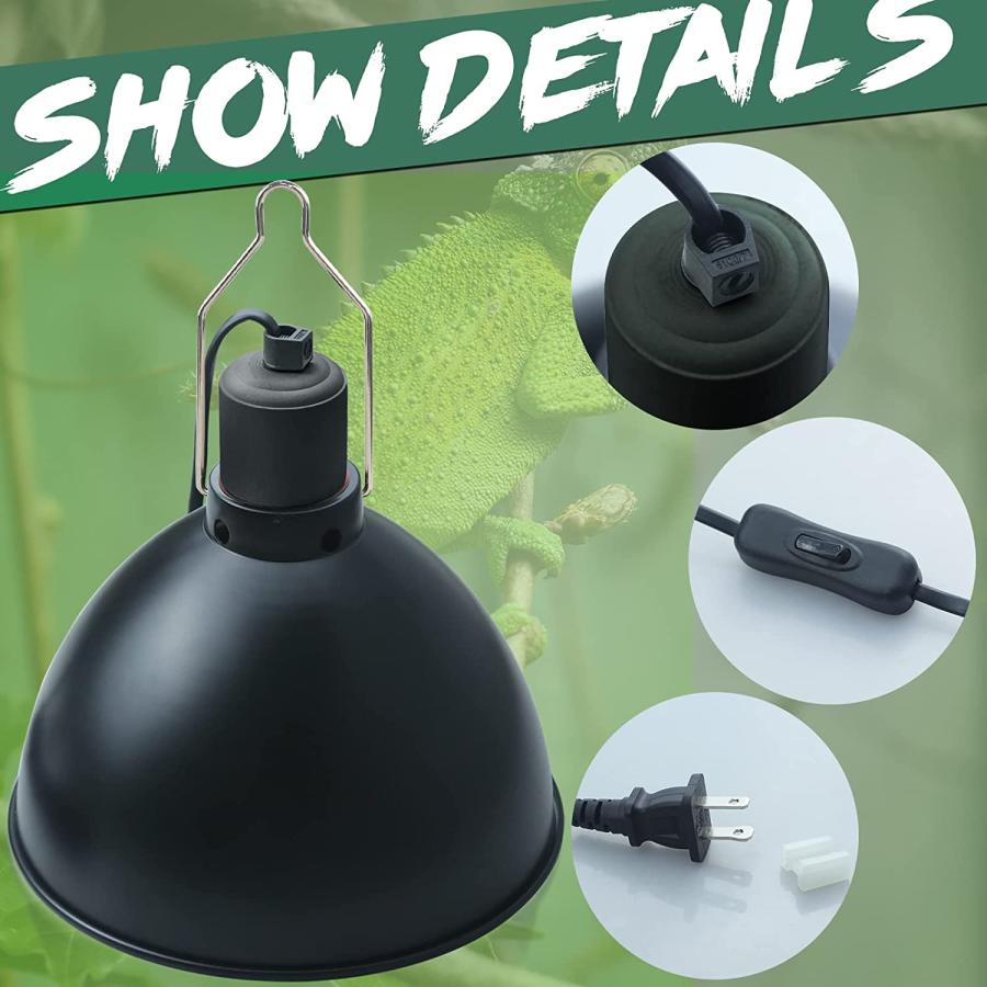 LUCKY HERP Aluminum 8.1inch Dome Reptile Light Fixture Reptile Heat