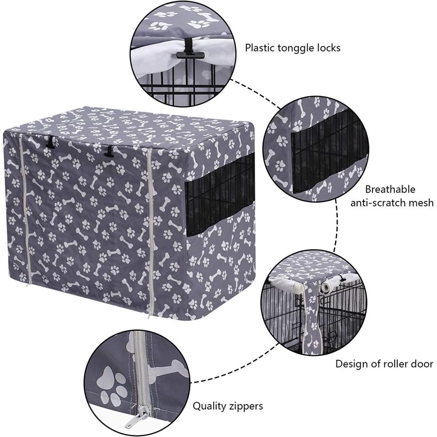 Pethiy Dog Crate Cover Durable Polyester Pet Kennel Cover Universal Fit for Wire Dog Crate - Fits Most 36 inch Dog Crates - Cover only-Sky Gray-36｜dep-good-choice｜03