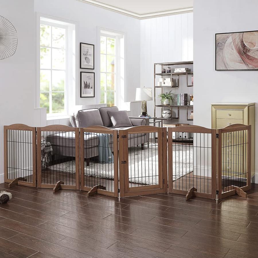 Picture of unipaws 6 Panels Extra Wide Freestanding Walk Through Dog Gate with 5 ...