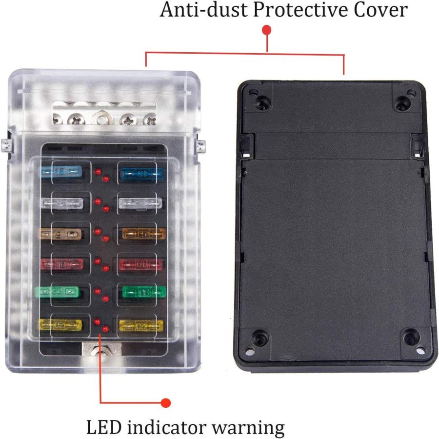 Marine　Fuse　Block　w　Vehicle　Way　5A　30A　10A　24V　25A　Negative　12　Holder　Fuse　for　Automotive　20A　Fuse　Blade　Boat　Circuit)　Panel　15A　Box　(12　12V　Bus