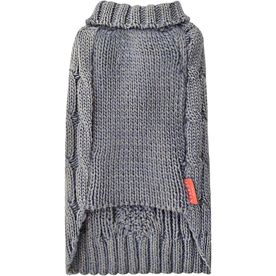 【2022春夏新色】 KYEESE Dog Sweaters with Golden Thread Turtleneck Dog Cable Knit Pet Sweater for Small Dogs Cold Wea