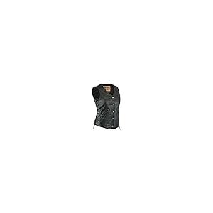 【並行輸入品】 Daniel Smart Biker Vest for Women Genuine Cowhide Open Neck Blacの画像