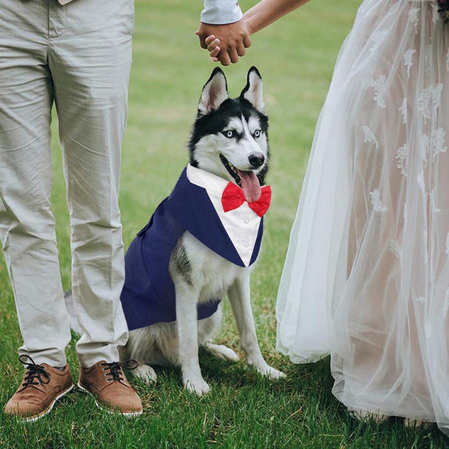 【並行輸入品】 Kuoser Dog Tuxedo Dog Suit and Bandana Set Dogs Tuxedo Wedding Par_4