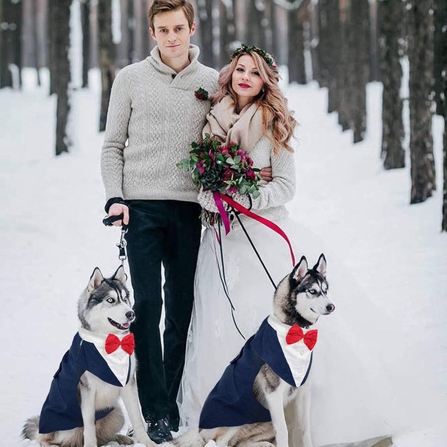 【並行輸入品】 Kuoser Dog Tuxedo Dog Suit and Bandana Set Dogs Tuxedo Wedding Par_5