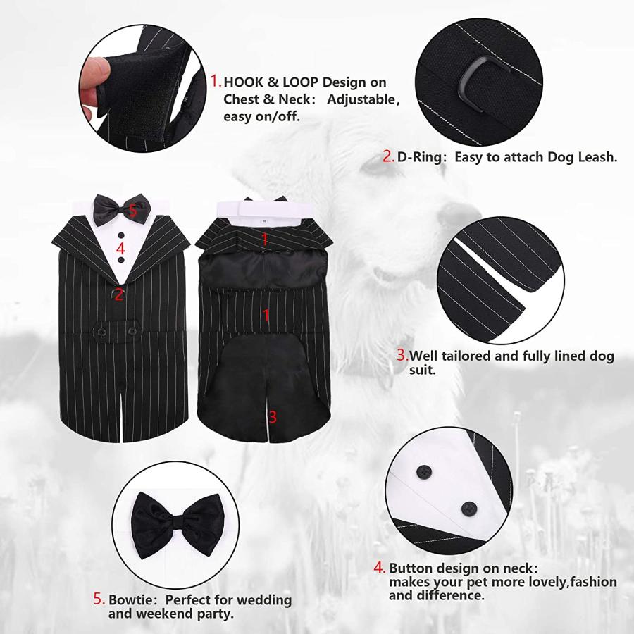【並行輸入品】 Kuoser Dog Tuxedo Dog Suit and Bandana Set Dogs Tuxedo Wedding Par_3