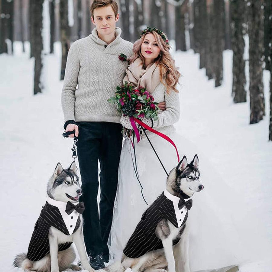 【並行輸入品】 Kuoser Dog Tuxedo Dog Suit and Bandana Set Dogs Tuxedo Wedding Par_4