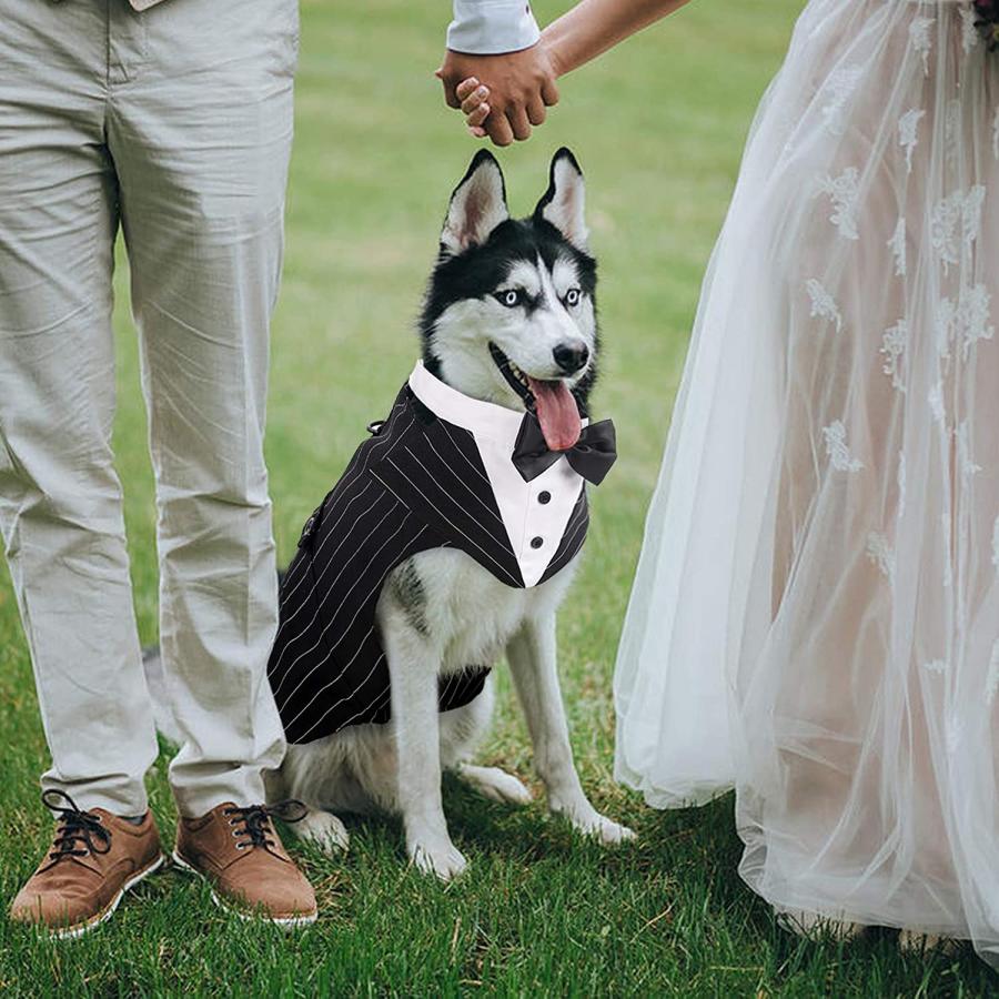 【並行輸入品】 Kuoser Dog Tuxedo Dog Suit and Bandana Set Dogs Tuxedo Wedding Par_5