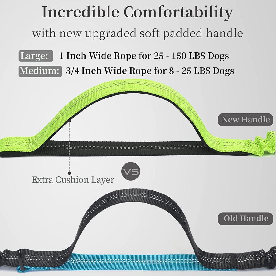 Hands Free Dog Leash with Zipper Pouch Dual Padded Handles and Durable Bungee for
