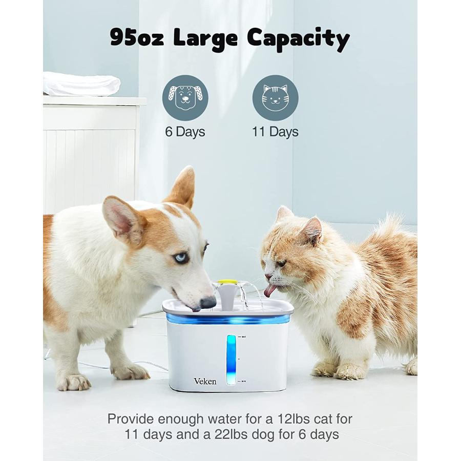 【並行輸入品】 Veken 95oz/2.8L Pet Fountain Automatic Cat Water Fountain Dog Wate_2