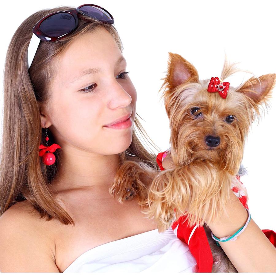 【並行輸入品】 Chuangdi 16 Pieces Valentine's Day Dog Hair Bows Dog Curve Bows Pupの画像