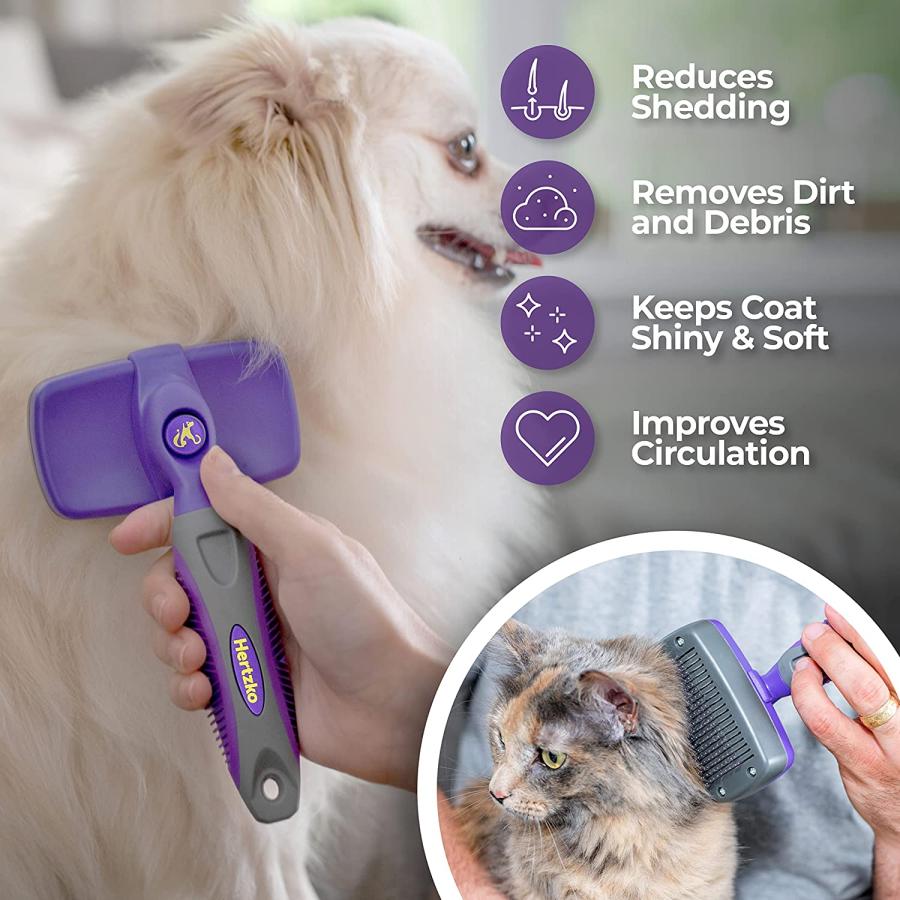HERTZKO　Self-Cleaning　Slicker　Brush　for　Dogs　Demattin　Cats　Grooming　Pet　and