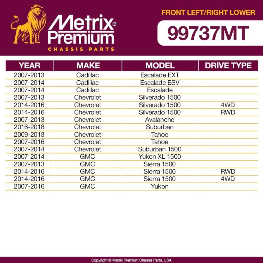 【並行輸入品】 Metrix Premium Front L \u0026 R Lower Control Arm RK620888 \u0026 RK620889 Fiの画像