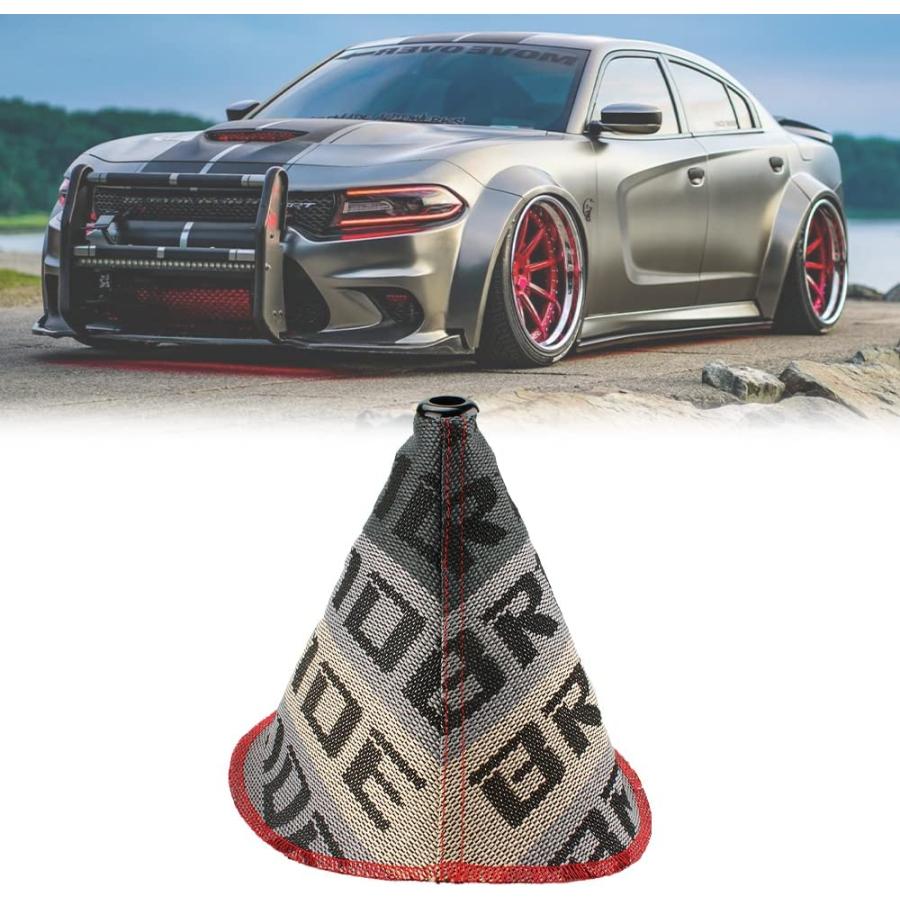 【並行輸入品】 Zhengsheng ユニバーサルシフトブーツカバー、ファブリックシフター マニュアル/オートシフトノブ ブーツダストカバー、ライトグの画像