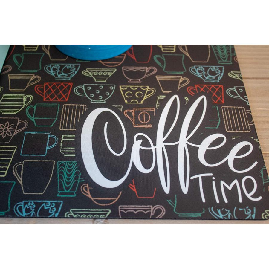 Coffee Mat Placemat for your Coffee Maker or Espresso Machine - TWO SIZES Washable Spill Mat for your Coffee Bar - Made in the USA (Coffee Time  12 x｜dep-good-choice｜03