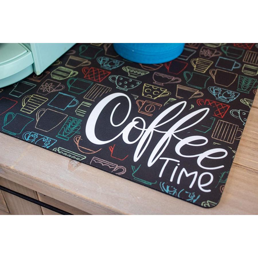 Coffee Mat Placemat for your Coffee Maker or Espresso Machine - TWO SIZES Washable Spill Mat for your Coffee Bar - Made in the USA (Coffee Time  12 x｜dep-good-choice｜06
