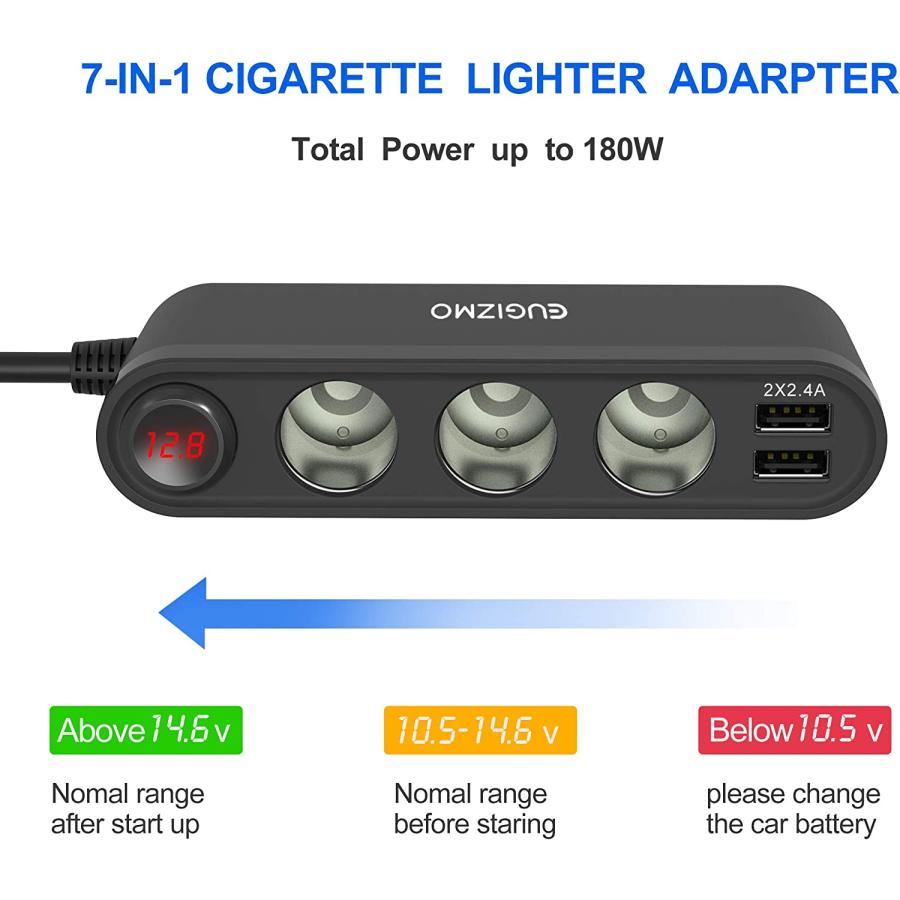 Car　Cigarette　Lighter　Splitter　USB　with　Quick　Charger　200W　Charge　12V　3.0　Splitter　and　Adapter　C　Lighter　High　Cigarette　Car　Socket　Power　20W　24V