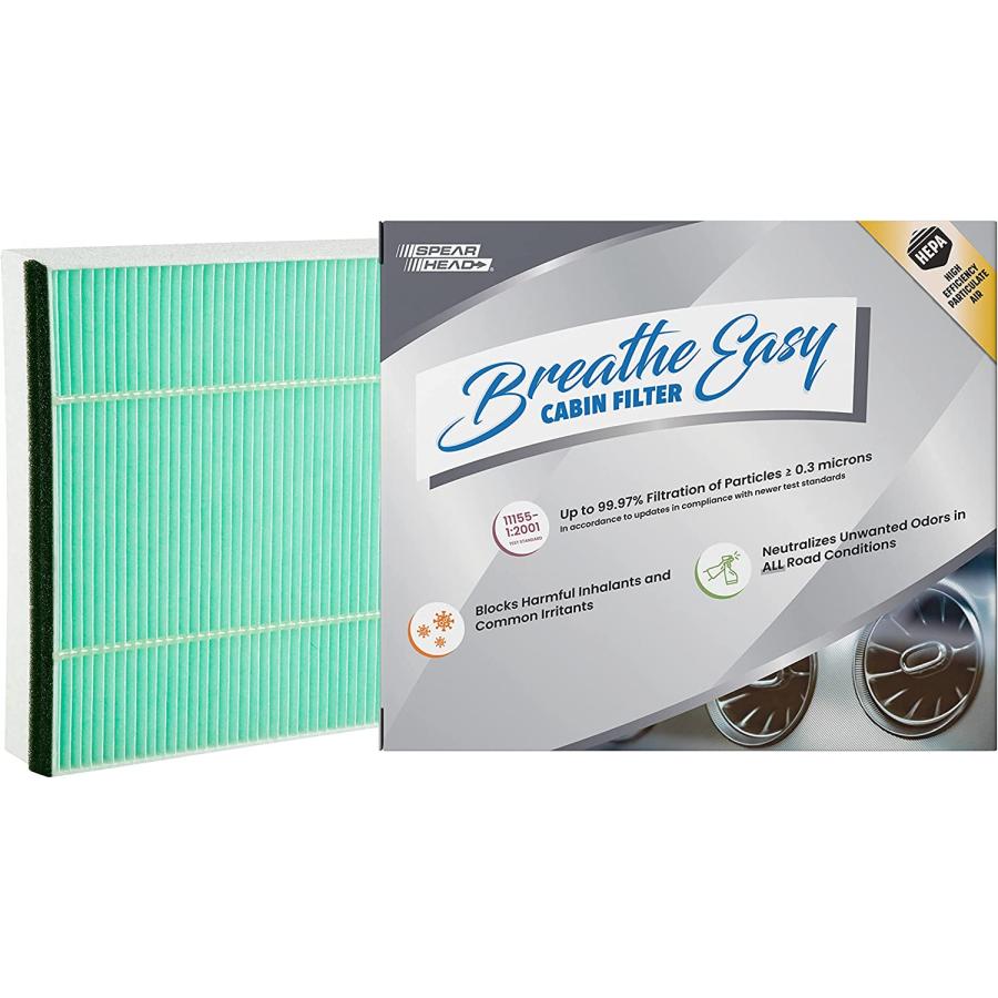 Spearhead HEPA Breathe Easy Cabin Filter Up to 99.97 Filtration of 0.3 Micron Particles w/No