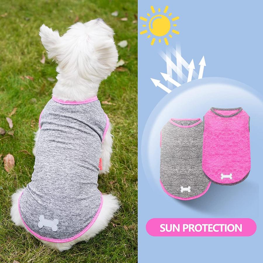 直営公式サイト KYEESE 2 Pack Dog Shirts Quick Dry Soft Stretchy Dog T-Shirts with Reflective Label Tank Top Sun Pro