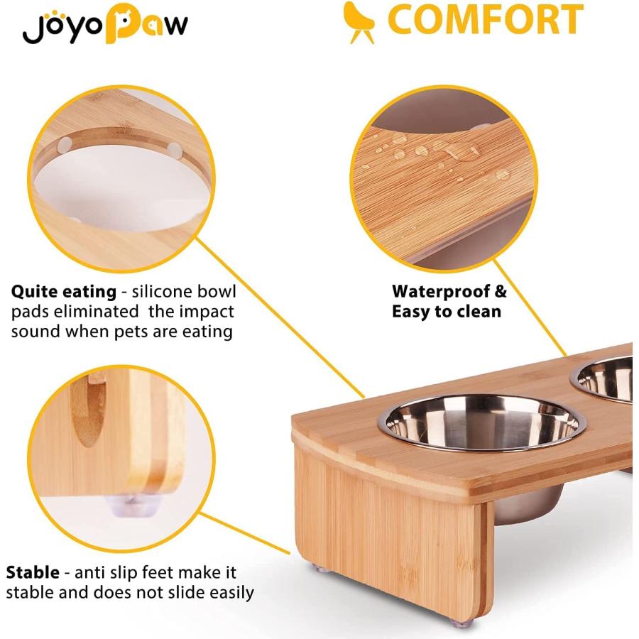 【並行輸入品】 Elevated Dog Bowls  Bamboo Raised Dog Bowl for Small Dogs \u0026 Cats wiの画像