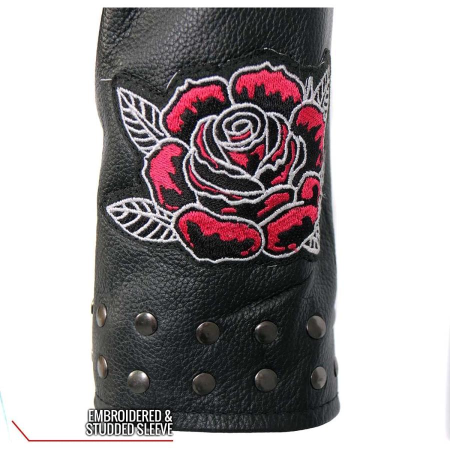 在庫特価品 Hot Leathers JKL2001 Women´s Black ´Embroidered Bling Rose Design´ Braided