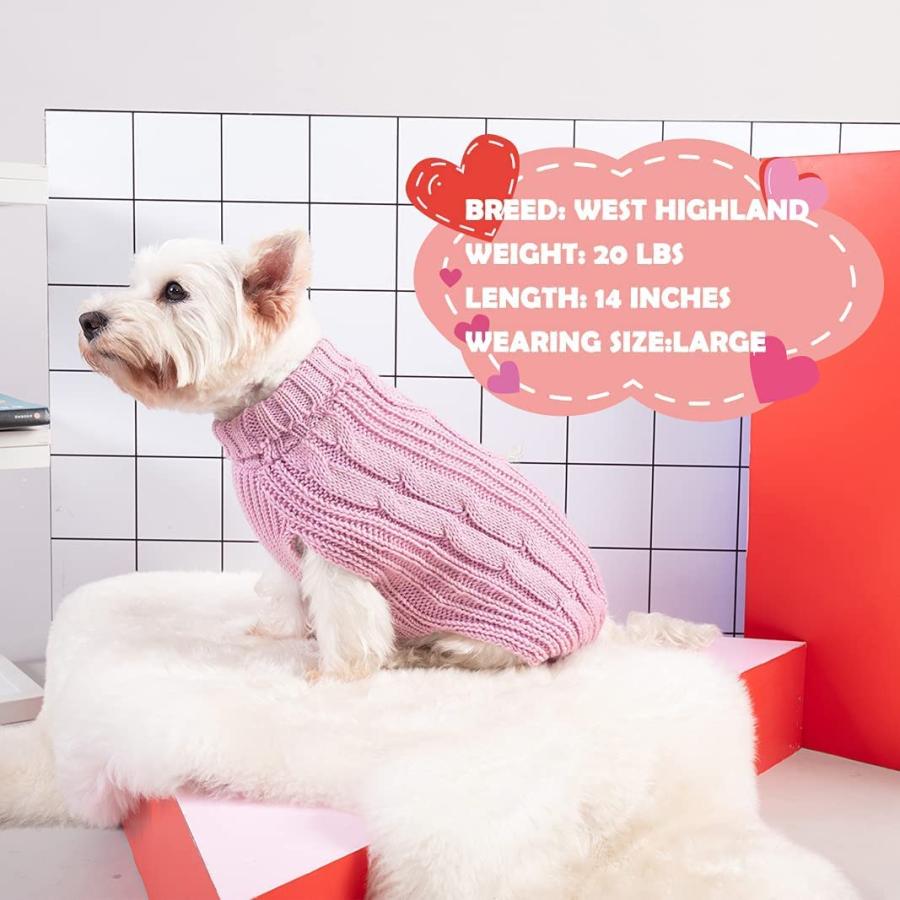 人気の雑貨がズラリ！ KYEESE Dog Sweaters with Golden Thread Pink Turtleneck Dog Cable Knit Pullover Cold Weather Pet Swea