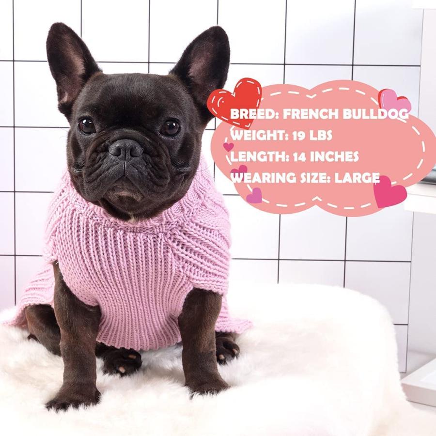 純正特注品 KYEESE Dog Sweaters with Golden Thread Turtleneck Dog Cable Knit Pullover Pink Pet Sweater for Cold