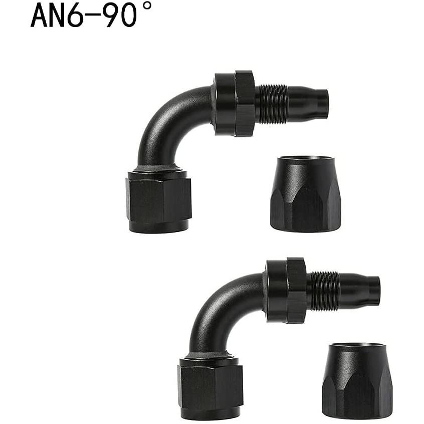 【並行輸入品】 GOOCA メスから6AN AN-6 メス 90度 フレア スイベル フィッティング アダプター ブラック(AN6-90°) 2個　_1