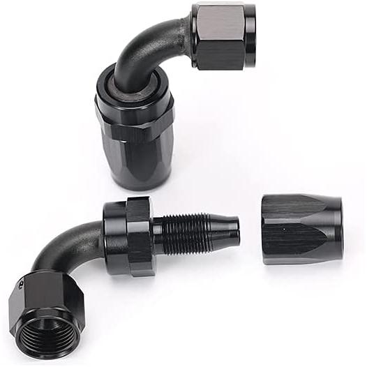【並行輸入品】 GOOCA メスから6AN AN-6 メス 90度 フレア スイベル フィッティング アダプター ブラック(AN6-90°) 2個　_2