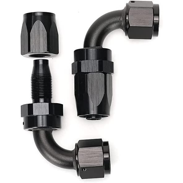 【並行輸入品】 GOOCA メスから6AN AN-6 メス 90度 フレア スイベル フィッティング アダプター ブラック(AN6-90°) 2個　_3
