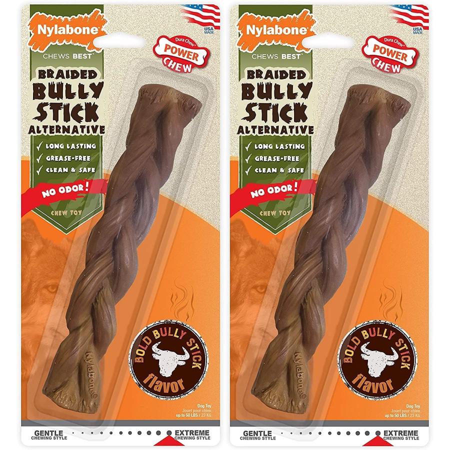Nylabone 2 Pack of Power Chew Extreme Chewing Braided Bully Stick