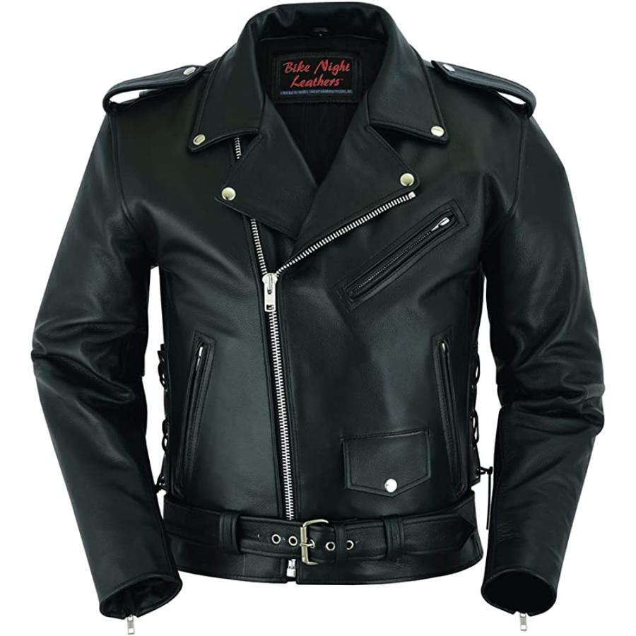 【並行輸入品】 Daniel Smart Classic Men’s Leather Jacket - Black Economy Grade Motの画像