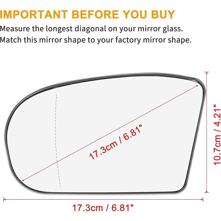【並行輸入品】 X AUTOHAUX Car Rearview Mirror Glass Replacement W/Backing Plate Heの画像
