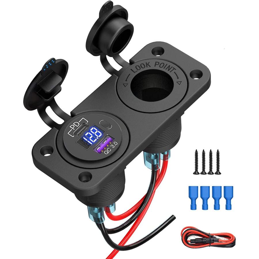 GemCoo PD Type C USB Car Charger Socket and QC 3.0 Quick Charger