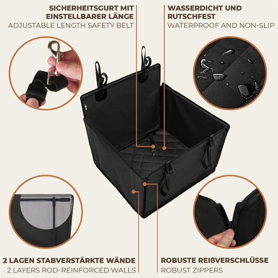 Wuglo Extra Stable Dog Car Seat Reinforced Car Dog Seat for Medium