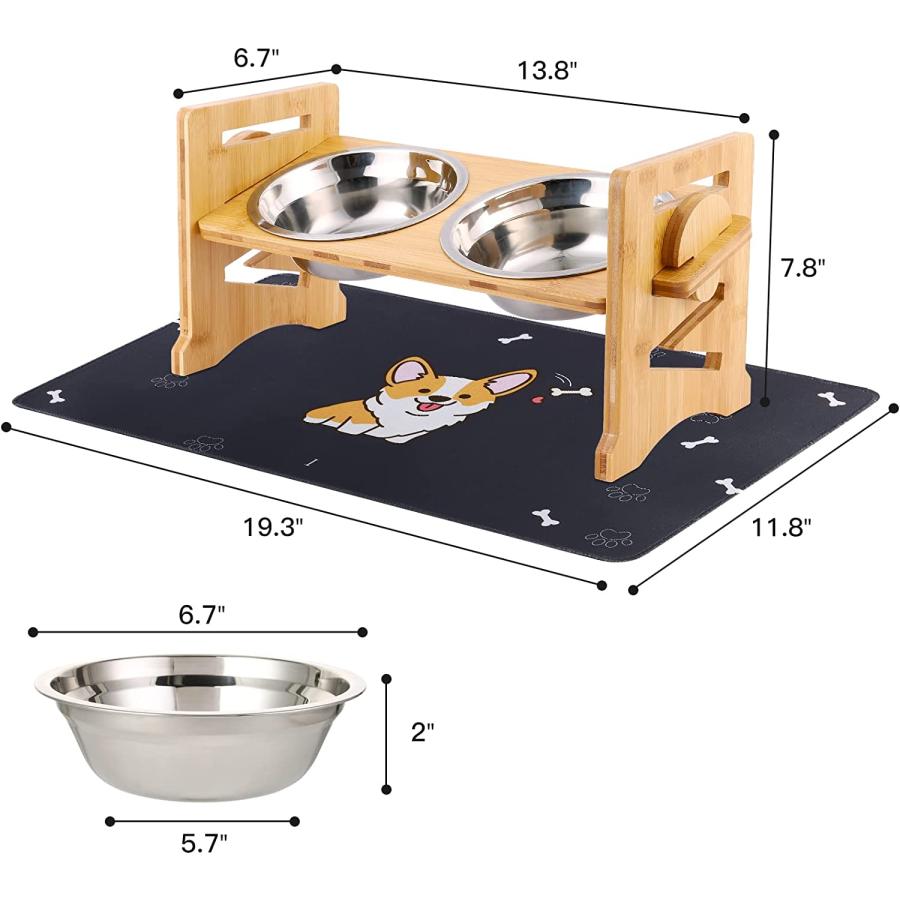 【並行輸入品】 Upgrated Elevated Dog Bowls - Adjustable Raised Dog Bowl Stand Feedの画像