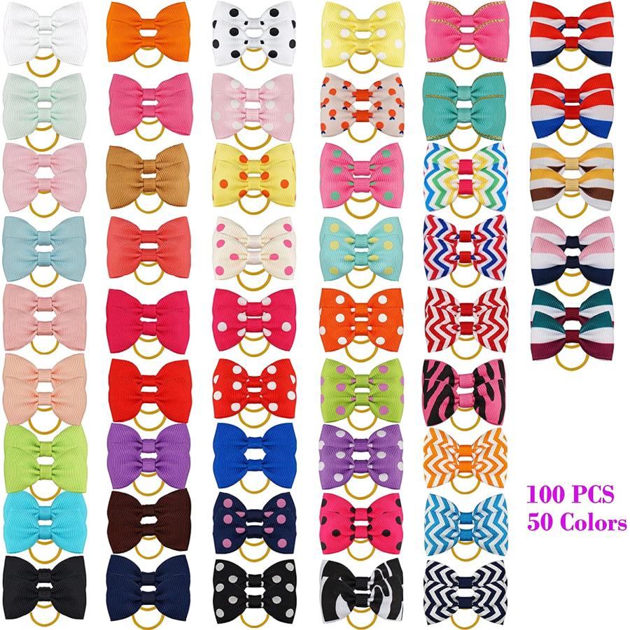 【並行輸入品】 Yxiang 100PCS Dog Bows  Cute Dog Hair Bows Yorkie Puppy Bows with Rの画像